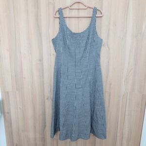 Womens‎ Gingham Midi Dress Size 14 Black White Cottage Retro Romantic Preppy